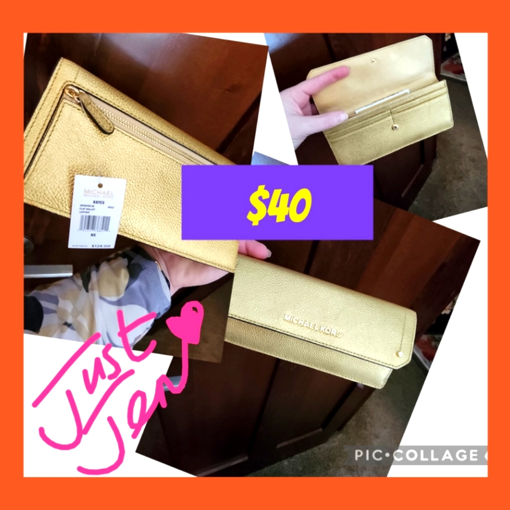 Michael Kors Gold Slim Envelope Wallet